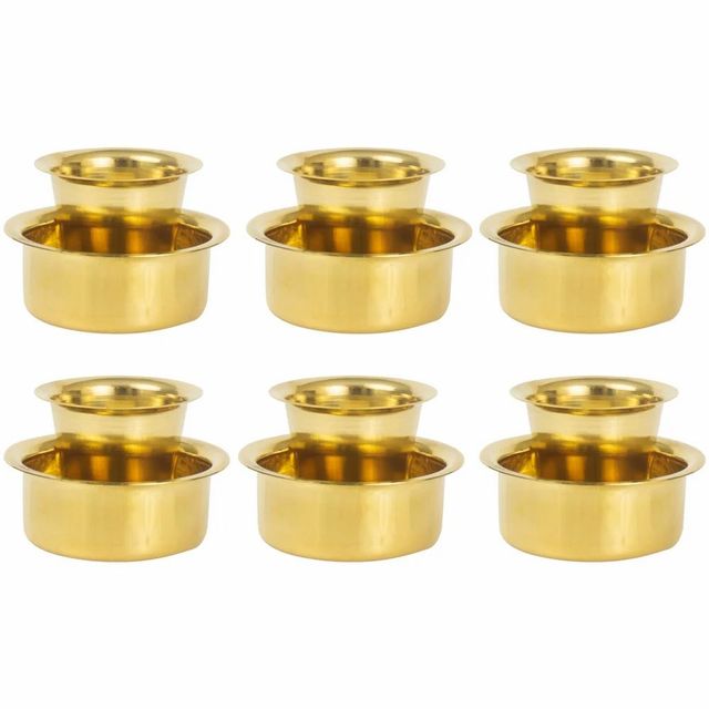 Golden Brass Coffee Dabara Set Size Medium Color Golden Finish Golden Pattern Plain Material Brass Thickness 1 MM Capacity 150 - Image 3