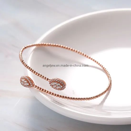 Fashion Classic Design S925 Sterling Silver Rose Gold Plated CZ Chain Bangle - Image 4