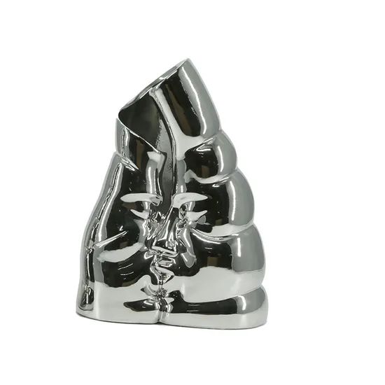 New Luxury Electroplated Silver Ceramic Metal Crafts Hotel Home Decoration Ornaments Vase - Image 2