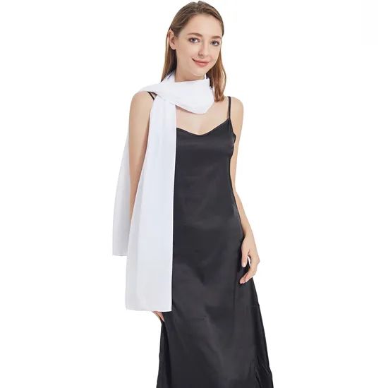 Exquisite Fine Custom Laides White Chiffon Shawl Wraps for Outfits - Image 5