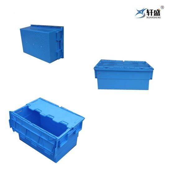 Logistics Packaging Moving Nestable Plastic Attached Lid Totes Box - Image 6