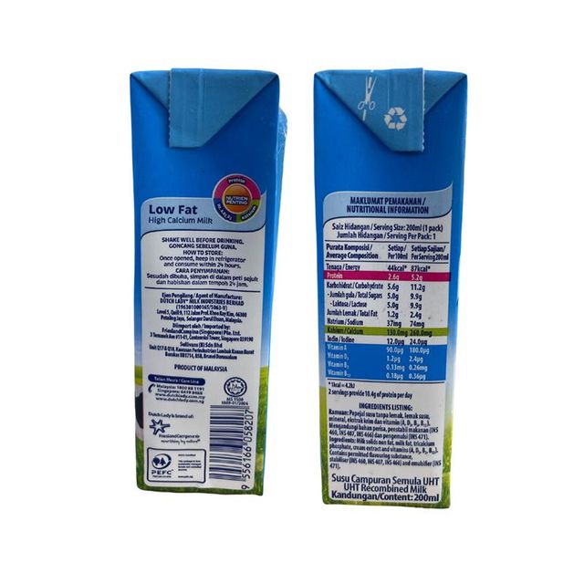 Wholesale Price Dutch Lady UHT Low Fat High Calcium Milk 200ml Great To Pairing It with Cereal In The Morning - Image 2
