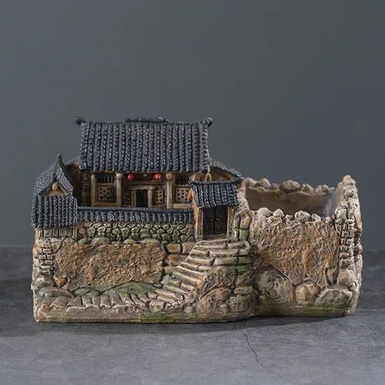 Miniature Farm Aquarium Landscape Resin Craft Waterproof with LED Light Home Decor - Image 2