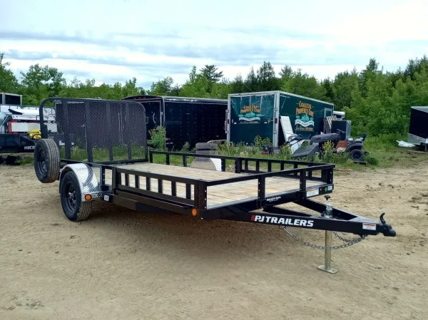 2024 PJ Trailers 7×14 Powder Coated Open Utility w/Rear Ramp Gate, ATV Side Loading Ramps - Image 3