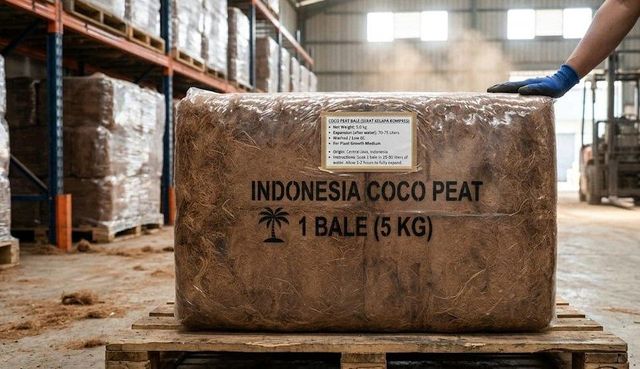 Washed Low EC Coco Peat Bale Quality High Packaging Bale Max. Moisture (%) 15-20% Weight (kg) 5 kg/ blocks Place of Origin Indonesia - Image 2
