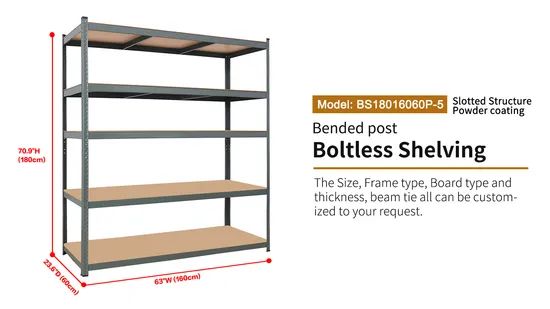 180*120*45cm Boltless Adjustable 5 Tier Storage Racks Metal Storage Shelves Unit for Warehouse - Image 6