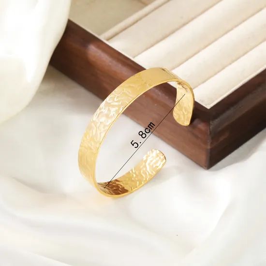 Stainless Steel Bangle with 18K Gold Plating Hydraulic Formed - Image 4