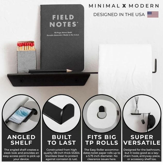 Iron Toilet Tissue Paper Holders Color Black Construction Type Unibody Mounting Type Wall Mounted Finish Matt, Sleek Matte - Image 7