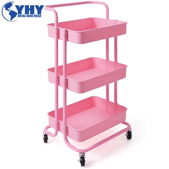Portable Rolling Trolley Cart Kitchen Storage Utility Cart - Image 2