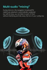 Waterproof Wireless Interphone Helmet Bluetooth Headset Motorcycle Mesh Intercom System - Image 4