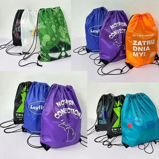 Factory Custom Promotional Drawstring Sports Nylon Polyester Bag - Image 2
