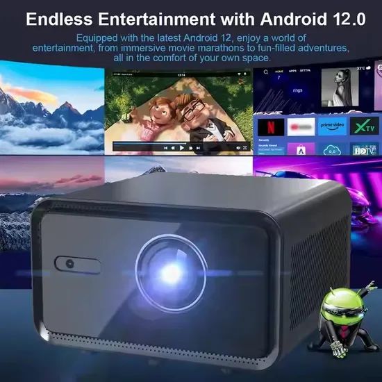 Android 12 Smart Projector, Native 1080P, 1000 ANSI, Bluetooth Speakers, Auto Obstacle Avoidance - Image 1