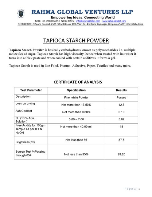 Tapoica Starch – product photo 1, product detail gallery
