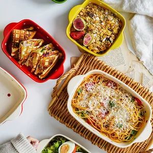 Color Ceramic Bakeware Set Rectangle Roasting Lasagna Baking Dish - Image 4