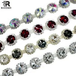 Extremely Brilliant Red Rhinestone Chain Round Shape for DIY Crafts Diamond Around Shiny Stone Wedding Party Decoration - Image 1