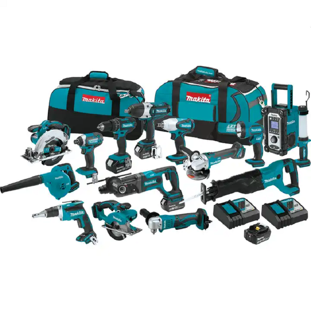 Makita 18V LXT Brushless Lithium Battery Tool Kit, High-power Industrial Grade Drill Angle Grinder Combination with Batt - Image 4