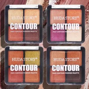 4 Color Eyeshadow Tray Earth Color Pearl Matte Scallion Powder Glitter Makeup Set - Image 4