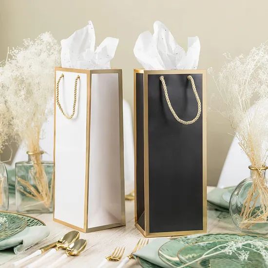 Customized Reinforced Bottom Wine Cardboard Packing Tote Paper Bags - Image 4
