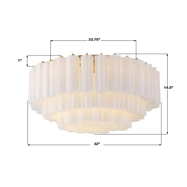 Crystorama Lighting Group White Addis 16 Light 32"W Flush - Brass - Image 3
