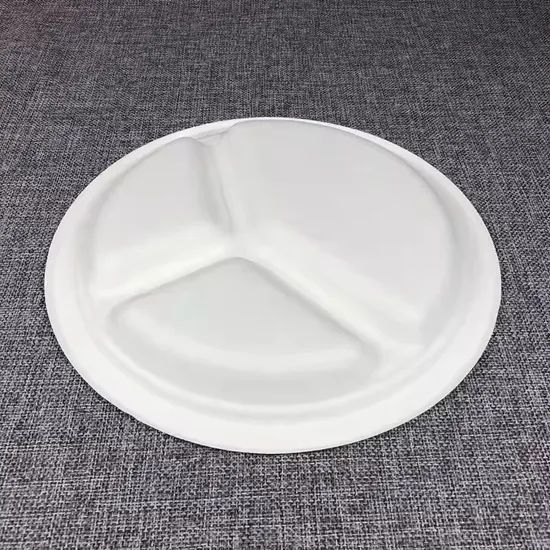 Pfas Free Biodegradable10" 3-Compartment Plates Disposable Paper Plates Lunch Trays - Image 6