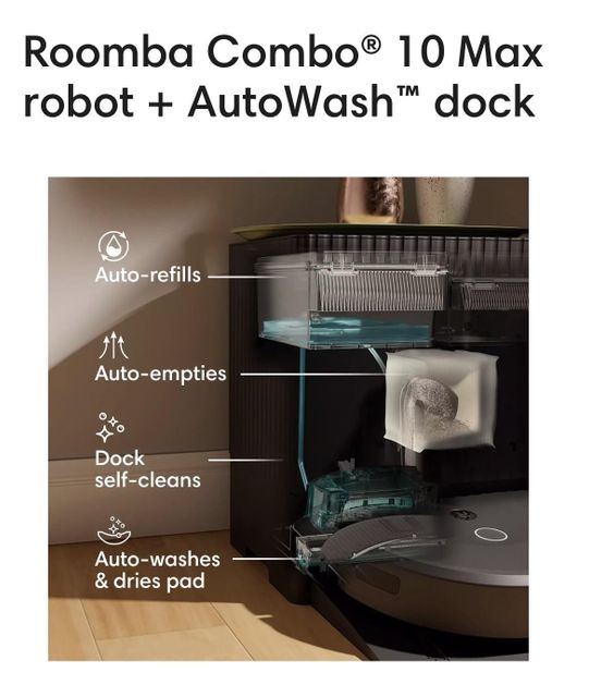 Black New iRobot Roomba Combo 10 Max robot + AutoWash Dock Robot Vacuum - Image 2