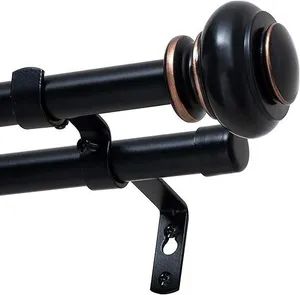 Metal Double Curtain Rods Adjustable Extendable Window Poles MOQ 1000 Shape Round Style Modern Feature Durable Color Customized - Image 3