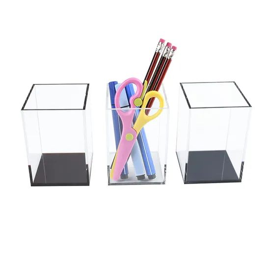 Square Clear Acrylic Pen Holder Size Small Color Clear Origin China HS 3926909090 Style Leisure Logo Customized Model NO. - Image 1