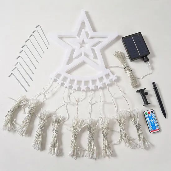 Christmas Decorations Waterfall LED String Lights Outdoor Courtyard Festival Solar Star Fairy Waterflow String Light - Image 5