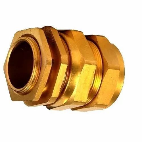Flameproof Rass Cable Gland Color Golden Material Brass Cable Diameter 1 Inch Work Temperature -40~+100 Surface Treatment - Image 1