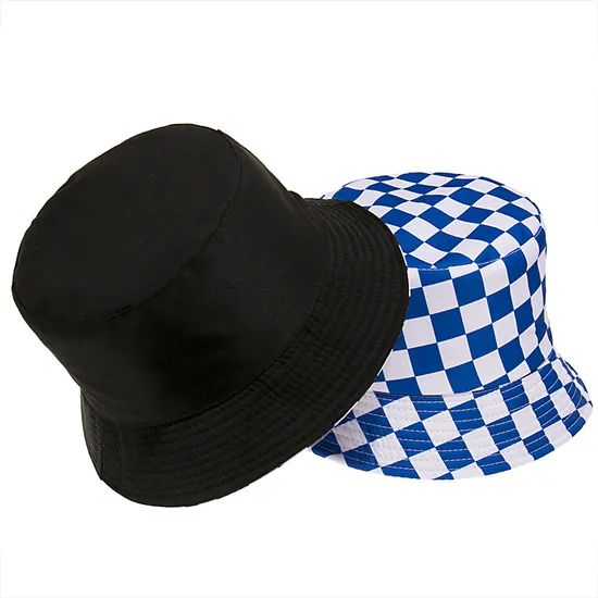 Comfortable Reversible Bucket Hats Checkboard Printing - Image 3