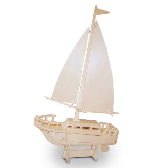 Sailboat Wood Craft Construction Model Kit Toys - Image 1