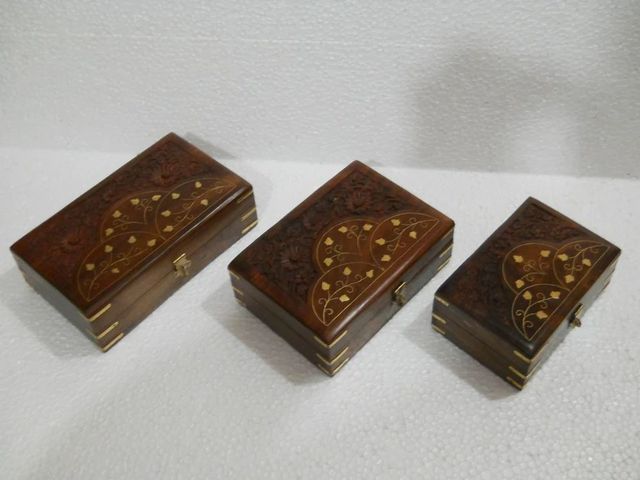 Unique Wooden Box set, For Gift, Rectangle Color Brown Design Unique Shape Rectangle Material Wooden Usage/Application - Image 1