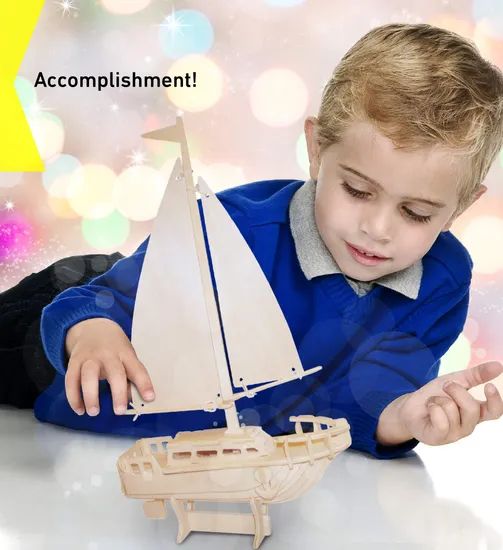 Sailboat Wood Craft Construction Model Kit Toys - Image 4