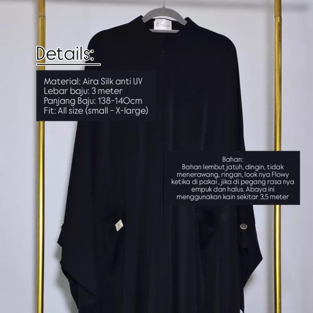 One set Bukhara Abaya by Jannat Adn. Grade A Silhouette Loose Fit All-size Fit Length 138–140 Cm Wudhu Friendly Yes Nursing Friendly Yes - Image 4