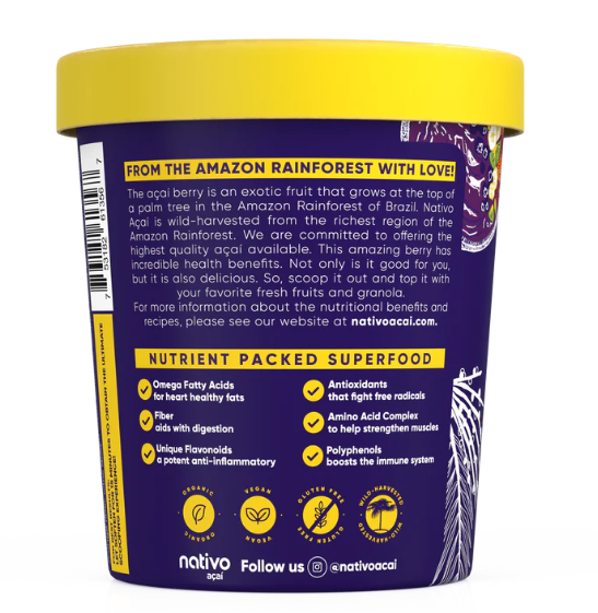 Nativo Acai Scoopable Acai with Guarana Origin Amazon Rainforest Features Gluten-Free, Organic, Vegan Product Type Acai Berry Puree, Smoothie Mix - Image 3