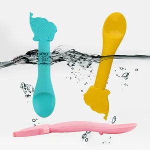 Customized Logo Design Silicone Baby Spoon for Feeding Weight 32g Sizes 15*3cm Model NO. GP-H005 Specification SGS Trademark MINGXIN - Image 4