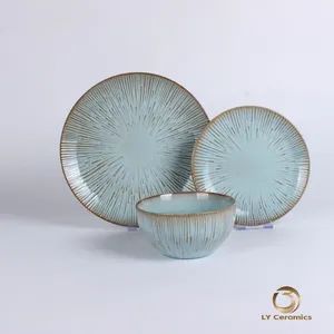 Contemporary 16/24-Piece Embossed Dinner Set for Modern Homes Porcelainware Ceramic Stoneware Kitchenware - Image 2