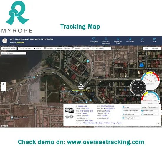 Web Based GPS Server Tracking Software for Car Tracking Model NO. CS005 Trademark myrope HS Code 8526911000 Sub Account - Image 4