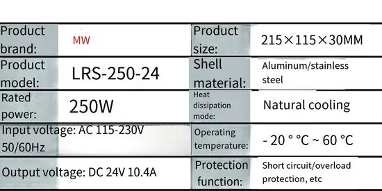 Switching Power Supply Lrs-250-24 - Image 2