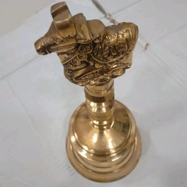 Golden 5 Inch Brass Temple Bell, 250 gm Color Golden No.of Pieces 1 Material Brass Height 5 Inches Weight/Packaging Size 250 - Image 2