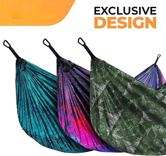 Tree Ropes and Carabiners Lightweight Parachute Nylon Portable Camping Hammock - Image 5