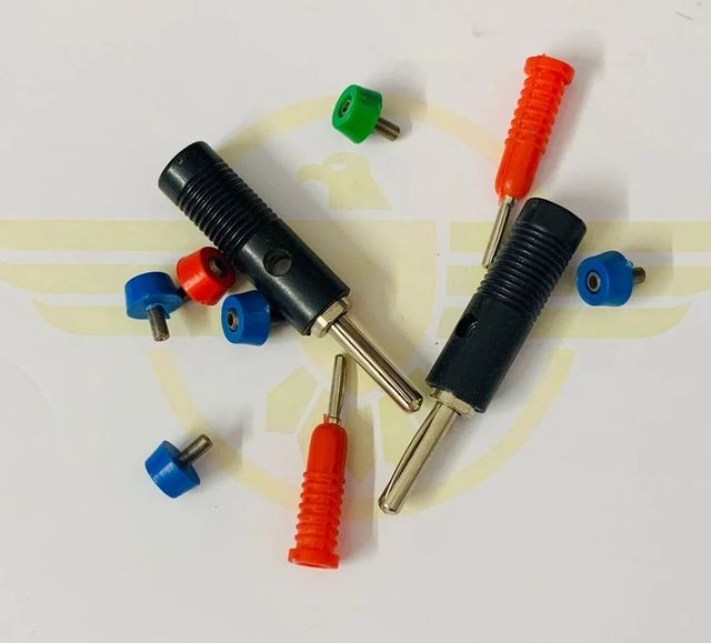 Banana Pins Size 4 mm Color Blue Current 6 A Voltage 220 V Availability yes No. of Pins 2 Pin Pin Type Type A/B Packaging Type - Image 1