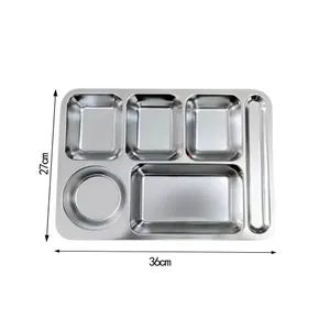Durable Stainless Steel Divided Serving Tray with Powder Coated Options - Image 4