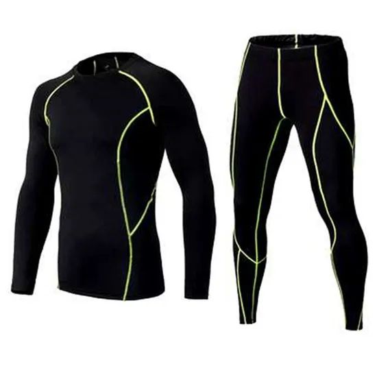 Men Workout Pants and Long Sleeve Shirts Base Layer Top & Bottom Compression Set - Image 2