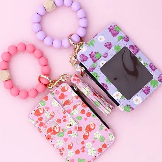Stylish Leather Tassel Flower Keychain and Silicone Bead Bracelet - Image 6