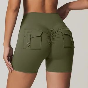 Wholesale Custom Logo Women Sports Shorts Quick-Dry Pocket Fitness Yoga Pants - Image 3