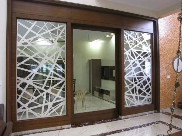 Transparent Glass Wall Partition, For Home Pattern Printed Color Transparent Shape Rectangular Insulation Acoustic Texture Natural - Image 1