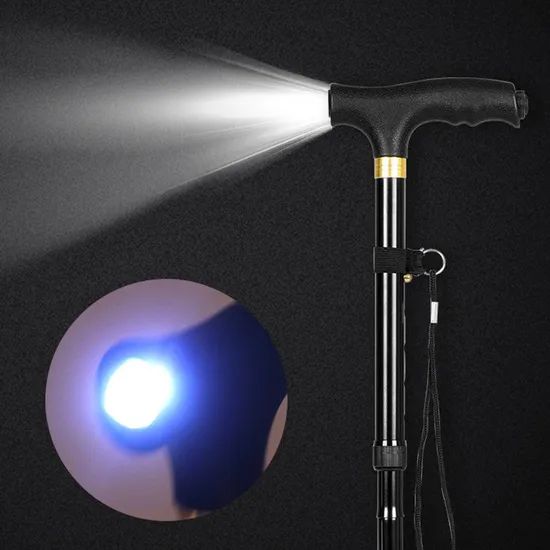 Portable Adjustable Height Crutches Foldable Walking Cane with LED Light Wyz12931 - Image 5