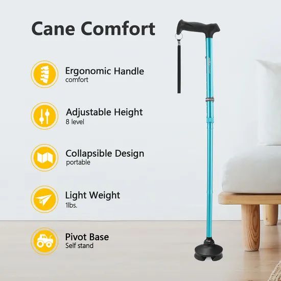Walking Cane Foldable Aluminum Crutches Height Adjustable 78-96cm Lightweight Design Walking Stick - Image 2