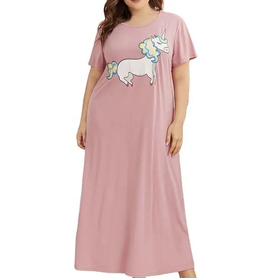 Cartoon Night Wear Sexy Night Dresses Women Pajamas Sleepwear Nightgowns Plus Size Unicorn Print Women Night Dress - Image 1